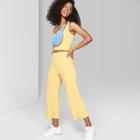 Women's High-rise Rib-knit Relaxed Full Pants - Wild Fable Yellow