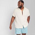 Men's Short Sleeve Waffle Knit Button-down Shirt - Original Use Cream