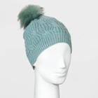 Women's Shaker Cable Pom Beanie - A New Day Green