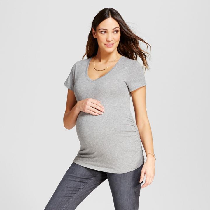 Target Maternity Shirred V-neck T-shirt - Isabel Maternity By Ingrid & Isabel Medium Heather Gray