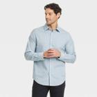 Men's Checked Slim Fit Performance Dress Long Sleeve Button-down Shirt - Goodfellow & Co Aqua Blue/checked
