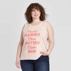 Fifth Sun Women's Plus Size Madre Mamma Graphic Tank Top (juniors') - Peach 1x, Women's, Size:
