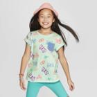 Girls' Short Sleeve Butterfly Print Pocket T-shirt - Cat & Jack Green