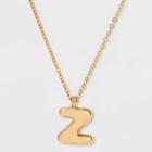 Puffy Initial Charm 'z' Pendant Necklace - Wild Fable Gold