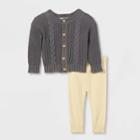 Grayson Collective Baby Cable Knit Cardigan & Leggings Set - Charcoal Gray