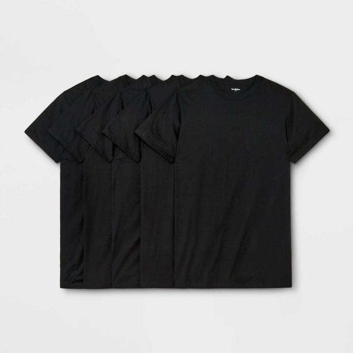 Men's 4+1 Bonus Pack Short Sleeve Crew Neck Undershirt - Goodfellow & Co Black