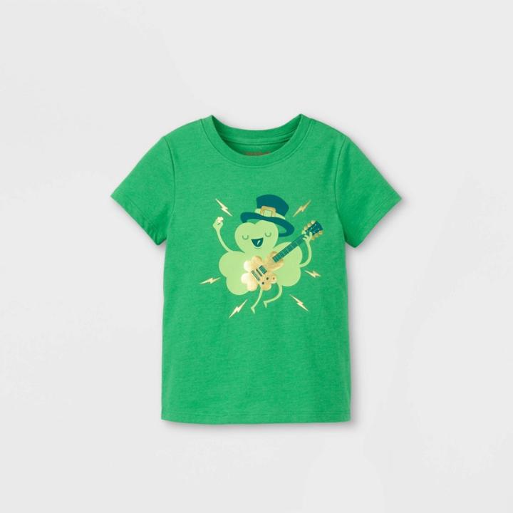 Toddler Boys' St. Patrick's Day Shamrock Rocking Out Graphic Short Sleeve T-shirt - Cat & Jack
