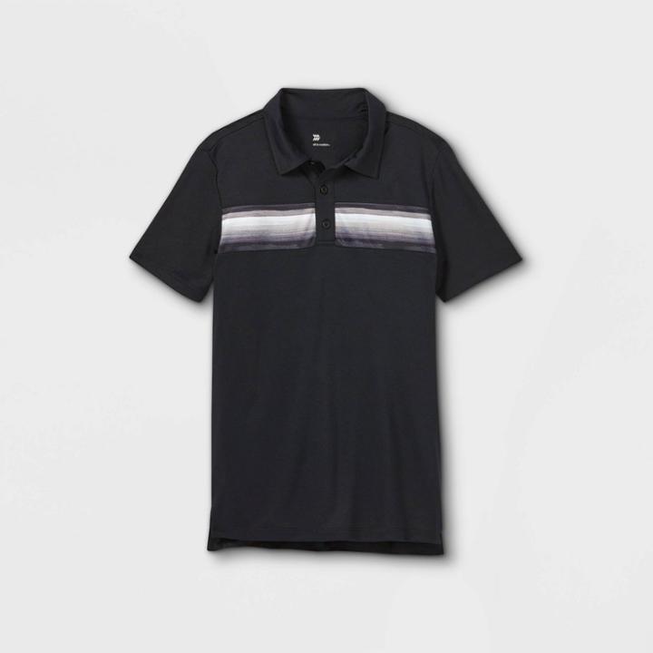Boys' Chest Striped Golf Polo Shirt - All In Motion Black