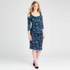 Maternity Cold Shoulder Bodycon Dress - Expected By Lilac - Navy/blue Floral S, Infant Girl's