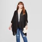 Women's Woven Plus Size Kimono Jacket Ruana - Universal Thread Black