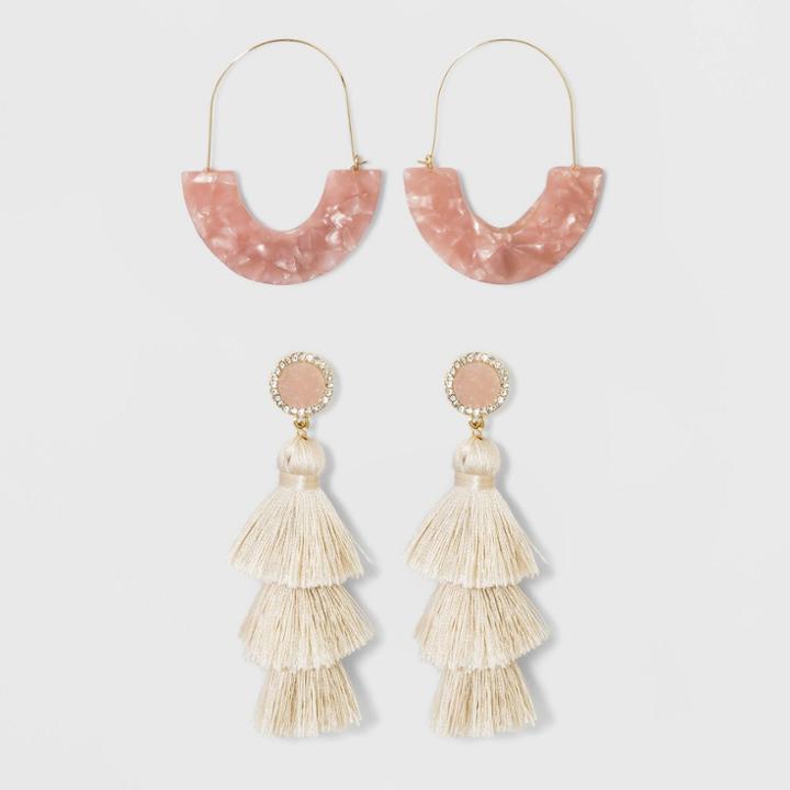 Sugarfix By Baublebar On-trend Drop Earring Set - Blush Peach, Women's