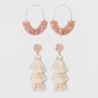 Sugarfix By Baublebar On-trend Drop Earring Set - Blush Peach, Women's