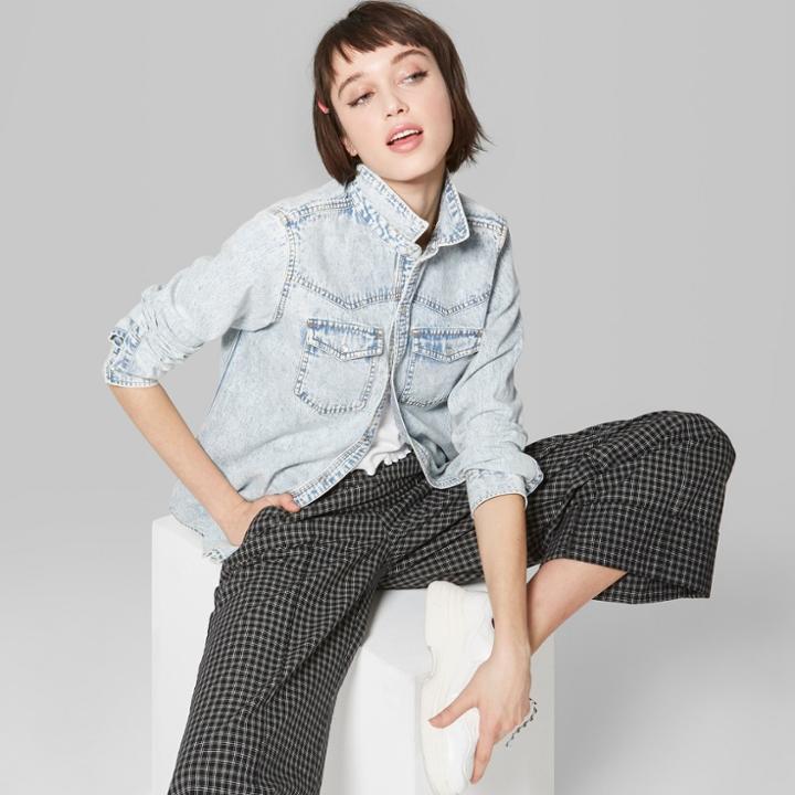 Women's Long Sleeve Denim Button-down Shirt - Wild Fable Indigo (blue)