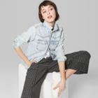 Women's Long Sleeve Denim Button-down Shirt - Wild Fable Indigo (blue)