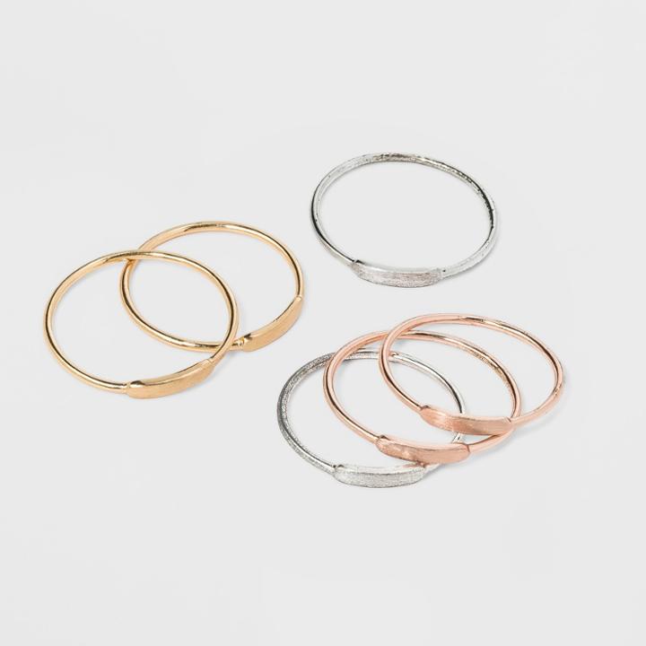 Delicate Smooth Bar Ring Set 5ct - Universal Thread, Size: Small,