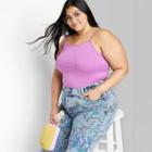Women's Plus Size Slim Fit Cropped Cami Tank Top - Wild Fable Vibrant Purple