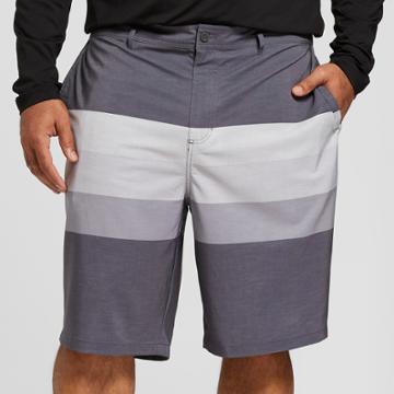 Target Men's Big & Tall Striped 10.5 Triton Hybrid Swim Shorts - Goodfellow & Co Black