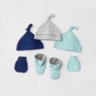 Baby Boys' 6pc Hat And Mittens Set With Bootie - Cloud Island Navy/gray/teal