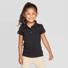 Toddler Girls' Short Sleeve Interlock Uniform Polo Shirt - Cat & Jack Black
