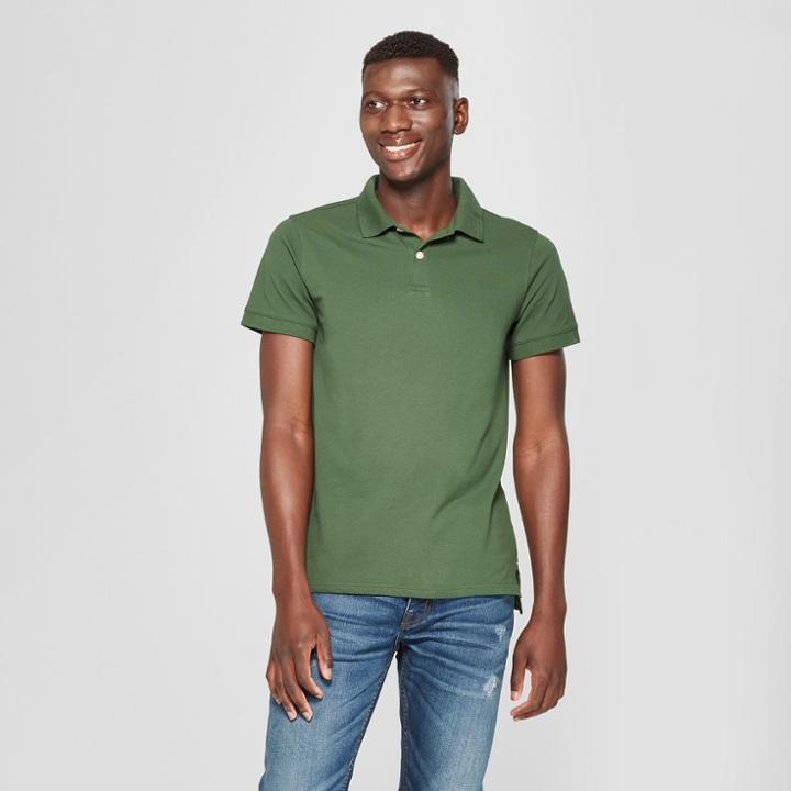 Target Men's Short Sleeve Slim Fit Loring Polo Shirt - Goodfellow & Co Banyan Tree Green