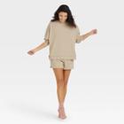 Women's French Terry Oversized Pullover Lounge Sweatshirt - Colsie Beige