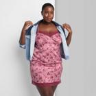 Women's Plus Size Lace Trim Slip Dress - Wild Fable Rose Pink Floral