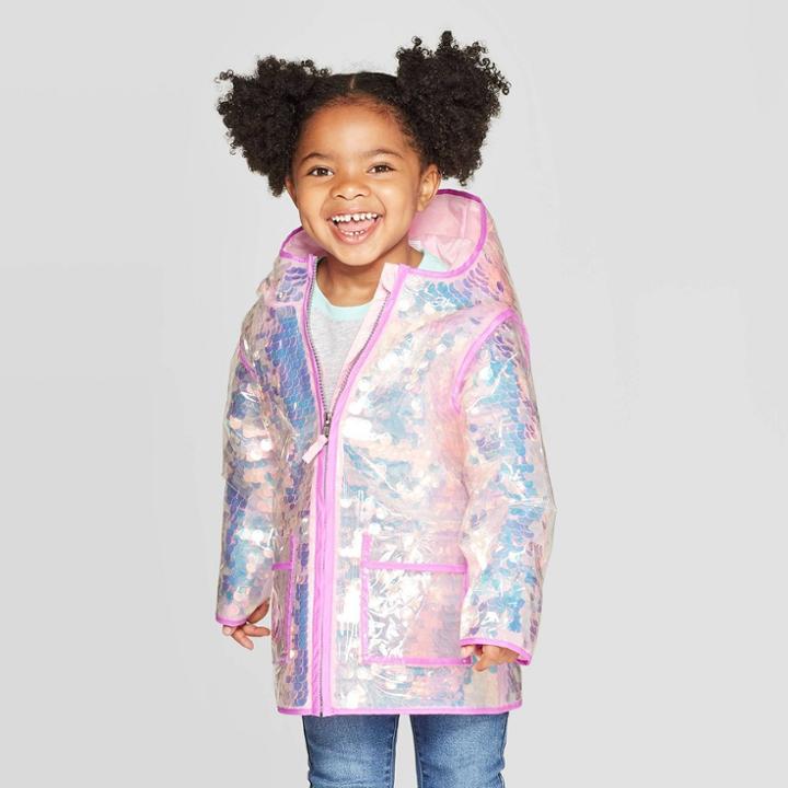 Toddler Girls' Sequin Rain Coat - Cat & Jack Pink