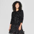 Women's Velvet Floral Any Day Cardigan - A New Day Black