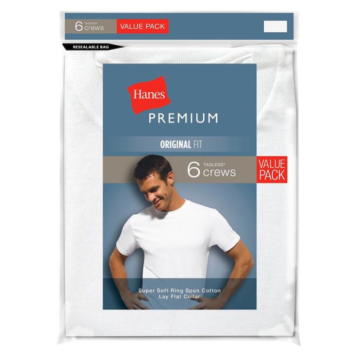Hanes Premium Men's 6pk Crew Neck T-shirt - White