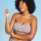 Women's Plus Size Smocked Bandeau Bikini Top - Xhilaration Floral Print 14w, Women's,