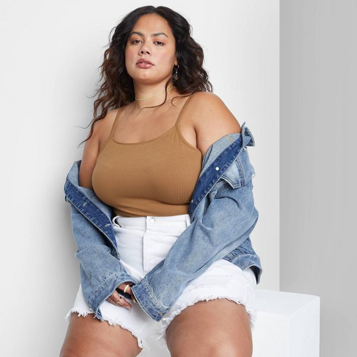 Women's Plus Size Spaghetti Strap Bodysuit - Wild Fable Cognac