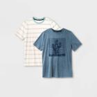 Boys' 2pk Cactus Graphic Short Sleeve T-shirt - Art Class White/blue