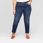 Women's Plus Size Cropped Boyfriend Jeans - Universal Thread Dark Wash