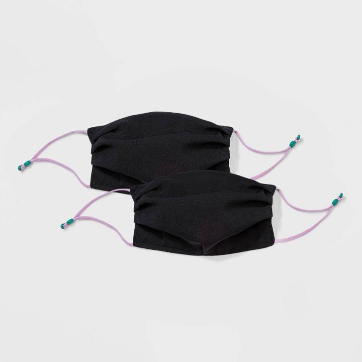Women's 2pk Adjustable Fabric Face Mask - Wild Fable Black