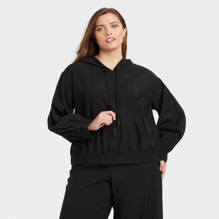 Women's Plus Size Hooded Sweatshirt - Who What Wear Black