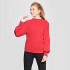 Women's Bishop Sleeve Pullover Sweater - A New Day Red
