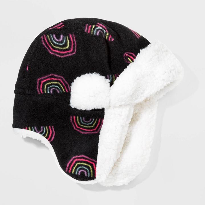 Boys' Fleece Trapper Hat - Cat & Jack Black Rainbow