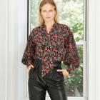 Women's Leopard Print Balloon Long Sleeve Soft Bow Blouse - Who What Wear Xs,