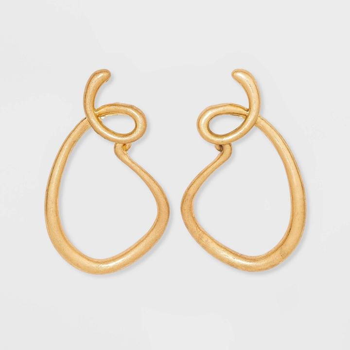 Short Metal Squiggle Drop Earrings - A New Day
