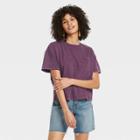 Women's Short Sleeve Boxy T-shirt - Universal Thread Dark Purple