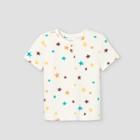 Toddler Boys' Ribbed Printed Short Sleeve Henley Shirt - Art Class Cream