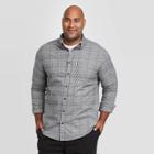 Men's Tall Standard Fit Long Sleeve 1-pocket Flannel Button-down Shirt - Goodfellow & Co Gray