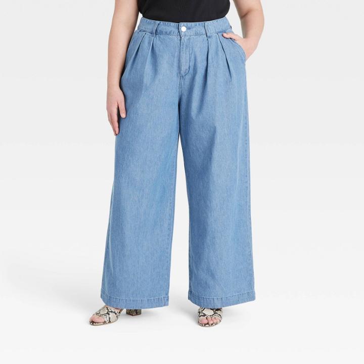 Women's Plus Size High-rise Wide Leg Jeans - Who What Wear Blue