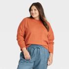 Women's Plus Size Fine Gauge Crewneck Sweater - A New Day Rust