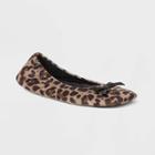 Women's Dearfoams Layla Ballerina Leopard Genuine Suede Slippers - Brown