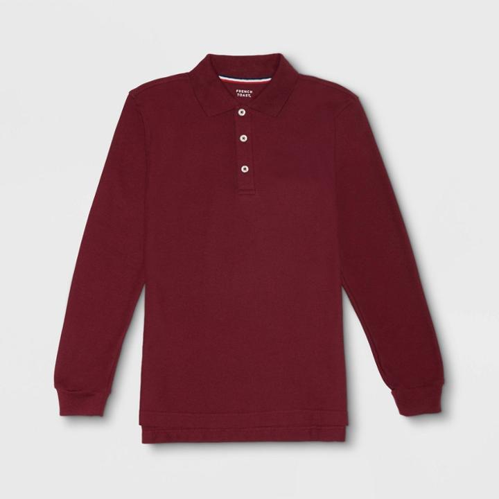 French Toast Boys' Long Sleeve Pique Uniform Polo Shirt - Burgundy Xxl, Boy's, Red
