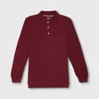 French Toast Boys' Long Sleeve Pique Uniform Polo Shirt - Burgundy Xxl, Boy's, Red