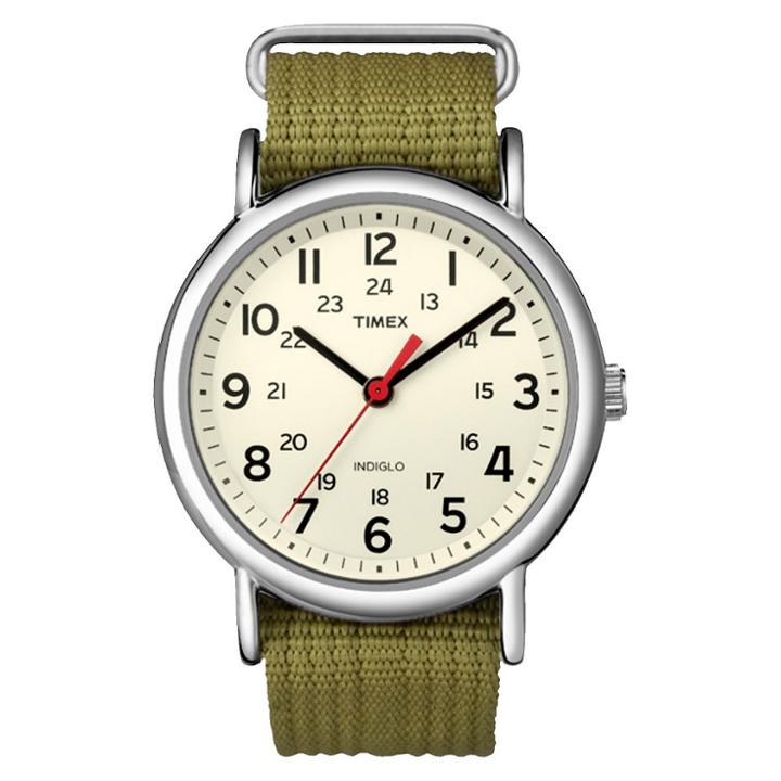 Timex Weekender Slip Thru Nylon Strap Watch - Green T2n651jt