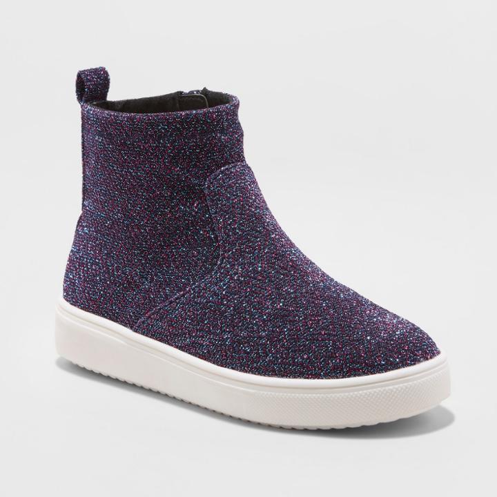Girls' Annora Sock Top Metallic Sneakers - Cat & Jack Blue