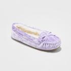 Toddler Boys' Cadi Crushed Velvet Moccasin Slipper - Cat & Jack Violet (purple)